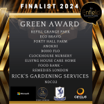 Green Award Refill Grange Park Eco Bravo Forty Hall Farm Anokhi Boho Flo Clockhouse Nursery Elsyng House Care Home Food Bank - Remedies London Rick’s Gardening Services N0co2 #enfield business awards 2024